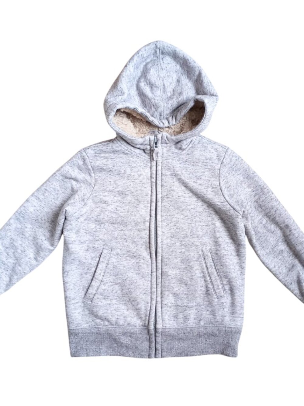 Uniqlo Kids Gray Sherpa Lined Zip Hoodie 5/6